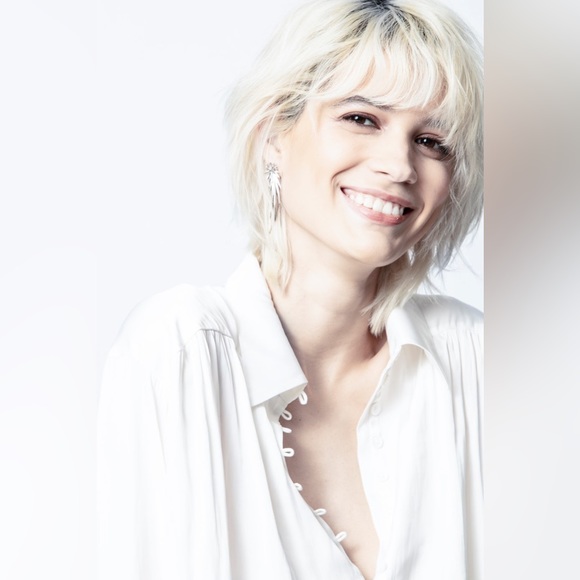 NWT Zadig & Voltaire Trent Button-front White Satin Shirt - Picture 2 of 10